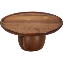 Porland Woodflower Çiçek Desenli Akasya Kek Standı 25 cm
