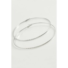 Zincir Çizgili Metal Halka Küpe 8-9-10 cm