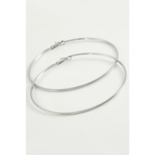 Ezme Çizgili Metal Halka Küpe 8-9-10 cm