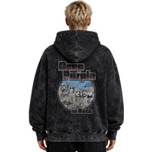 Sevbano Deep Purple Rock Metal Müzik Grubu Baskılı Unisex Oversize Yıkamalı Premium Hoodie Sweatshirt