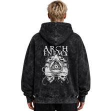 Sevbano Arch Enemy Rock Metal Müzik Grubu Baskılı Unisex Oversize Yıkamalı Premium Hoodie Sweatshirt