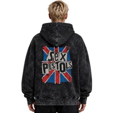 Sevbano Sex Pistols Rock Metal Müzik Grubu Baskılı Unisex Oversize Yıkamalı Premium Hoodie Sweatshirt