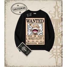 Tarzsokak One Piece Anime Karakterleri  Oversize Unisex Bisiklet Yaka Sweatshirt Beyaz