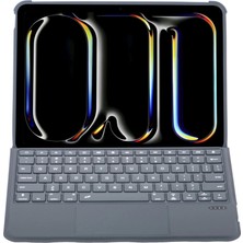 The Gencoo T5510D Ipad Pro 13 (2024) Kılıf Palermo Ledli Klavyeli Standlı Tablet Kılıfı - Siyah