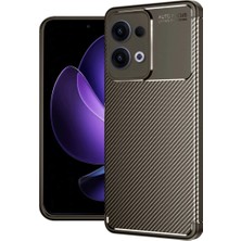 The Gencoo Oppo Reno 13 Pro Kılıf Auto Focus Karbon Kapak - Kahverengi