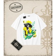 Tarzsokak One Piece Anime Karakterleri  Oversize Unisex Tişört Beyaz