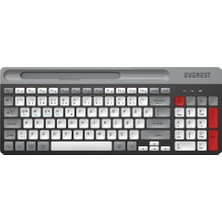 Nusrat Bilişim Everest Kb-88 Ruby Beyaz-Gri 2.4g+Bt1+Bt2 Çoklu Cihaz Bağlantılı Q Kablosuz Klavye