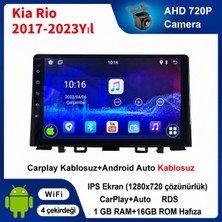 SBAID Kia Rio 2017-2023 Yıl Uyumlu 1GB Ram 16GB Rom Hafıza Android Kablosuz Carplay Navigasyon Multimedya 9 Inç Ekran Hediye Görüş Kamerası Hediye Çerçevesi 1+16