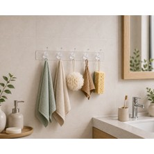 Özdilek Dekor 5li Şeffaf Yapışkanlı Askı Banyo Mutfak Ev Düzenleyici