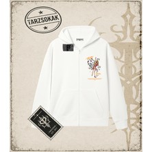 Tarzsokak One Piece Anime Karakterleri  Oversize Unisex Hırka & Çeket Fermuarlı Sweatshirt Beyaz