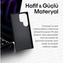 Galaxy S25 Için Leth Shield Serisi Parmak Izi Tutmayan Deri Görünümlü Metal Tuşlu ve Metal Lens Çerçeveli Silikon Kılıf (Siyah, Galaxy S25)