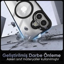 iPhone 17 Için Super-Crystal Magsafe ile Uyumlu Kılıf Arkası Kristal Berraklığında Cam Görünüm Kenarları Darbe Emici Silikon Hybrid Kılıf (Siyah, 17)