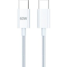 60W Type-C To Type-C Hızlı Şarj ve Data Kablosu 1m Beyaz AZ-B06AB