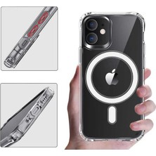 iPhone 14 Plus Için Magsafe Özellikli Çok Şık Şeffaf Kılıf Kristal Full Koruma