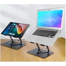 ZR-110 B Alüminyum 360 Derece Dönen Tabanlı Katlanabilir Taşınabilir Laptop Standı (Koyu Gri)