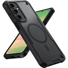 Galaxy A56 Için Kılıf Fusion-Rugged Manyetik  A56 Kılıfı Kamera Korumalı Arkası Mat ve Şeffaf Pc Koruyucu Tasarımlı Güçlü Manyetikli A56 Koruyucu Kılıf (Siyah)