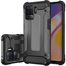 Oppo Reno 5 Lite ile Uyumlu Çift Katman Koruyucu Crash Military Tank Kılıf - Kırmızı
