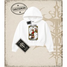 Tarzsokak One Piece Anime Karakterleri  Kadın Crop Kapşonlu Sweatshirt Beyaz