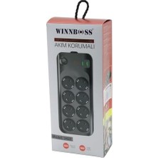 Chermik WINNBOSS-3422 8'li Priz Uzatma Kablosu USB Type-C Girişli, 2 Metre, CHRMK12268, Siyah, Erkek