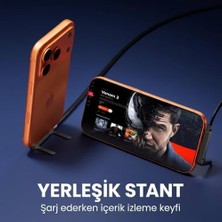 Yeni Pro Tech 240W Destekli Standlı 1,5metre Siyah Hasır Kablo Type-C Girişli Şarj Kablosu