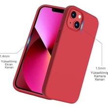 Iphone 13 Uyumlu Kırmızı Silikon Kılıf Leke Tutmaz Içi Süet Silinebilir Kapak