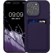 - iPhone 16 Pro Max ile Uyumlu Kılıf Kamera Korumalı Kartlıklı Cüzdanlı Yumuşak Renkli Silikon Kapak Içi Kadife