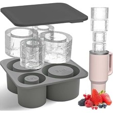 Kapaklı ve Hazneli Silikon Buzluk,  Termos ile Uyumlu, 20, 30, 40 Oz Termos Için, Viski, Kokteyl ve Kahve Için