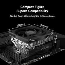 RC600-67 Cpu Hava Soğutucu, 6 Isı Borusu (Aghp Teknolojisi), Çift 120MM Pwm Fan, 1550 Rpm, Amd Am4/am5 & Intel LGA1700/1851/1200/1151/1150 Uyumlu