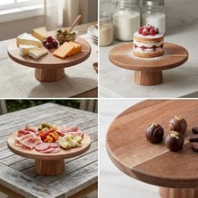Doğal Akasya Ahşap Ayaklı Sunum Tahtası ve Kesme Panosu - 24.5x9.5x1.5 cm Dekoratif Kahve, Peynir ve Sushi Servis Tepsisi