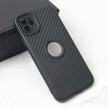 iPhone 11 ile Uyumlu Siyah Carbon Görünümü Veren Fit Ince Yapılı Kamera Korumalı Kampanya Fiyatlı Silikon Kılıf