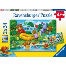 2X24 Parçalı Puzzle Ayı Ailesi Kampta