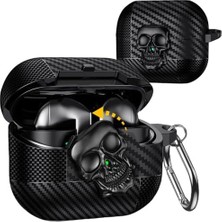 Galaxy Buds 3 Fe/buds 3 Pro/buds 3 Kılıf Kapak Kafatası Kilitli ve Anahtarlıklı Erkekler Için, Komik Karbon Fiber Darbeye Dayanıklı Sert Kabuk Iskelet Kapak Galaxy Buds 3 Pro Için