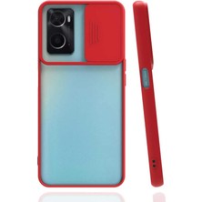 Oppo A36 ile Uyumlu Kılıf Slayt Sürgülü Arkası Buzlu Lensi Kapak - Kırmızı