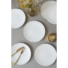 Beyaz Pasta Tabağı 22 cm 6 Adet 004