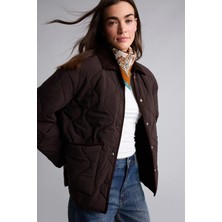 DeFacto Oversize Su İtici Kadife Yaka Cepli Kapitoneli Ceket Mont H2881AX26AU