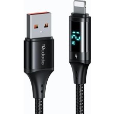 CA-1060 Lightning Dijital Göstergeli Data-Şarj Kablosu 3A 1.2m, Siyah