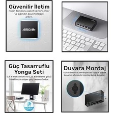 Cudy FS105 5-Port 10/100MBPS Metal Kasa Masaüstü Switch, Tak ve Çalıştır, Duvara Monte Edilebilir Tasarım, Fansız Sessiz Çalışma, Ev ve Ofis Için Ethernet Çoklayıcı