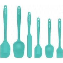 Drongo Isıya Dayanıklı Yanmaz Yapışmaz Silikon Spatula Seti 6 Parça Turkuaz