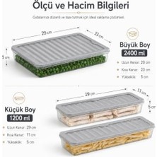 Derin Dondurucu 3 Parça Plastik Saklama Kabı Seti, 4800ML, Buzluk Düzenleyici Şeffaf Kap, Buzdolabı Gıda Erzak Kapaklı Depolama Kutusu, 2400ML ve 1200ML X2 (Antrasit, 2400, Mililitre)