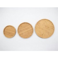 3'lü Bambu Sunum Tabağı Seti - 18CM 23CM 30CM Yuvarlak Servis Tabağı - Mutfak ve Sofra Düzenleyici