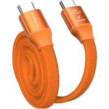 Manyetik Turuncu 240W 20GBPS Type-C To Type-C Hızlı Şarj, Görüntü ve Veri Aktarım Kablosu, Iphone, Ipad, Macbook,  Galaxy Uyumlu