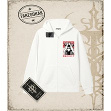 Tarzsokak One Piece Anime Karakterleri  Oversize Unisex Hırka & Çeket Fermuarlı Sweatshirt Beyaz