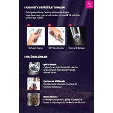 Gravity Paslanmaz Çelik Otomatik Tuz & Karabiber Öğütücü Pilli - Metalik