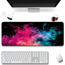 Sonictouch Klavye Mousepad 40X90CM Dikişsiz Pürüzsüz Sıvı Geçirmez Kaymaz Taban Neon Duman Dansı