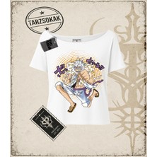 Tarzsokak One Piece Anime Karakterleri  Kadın Kayık Yaka Tişört Beyaz