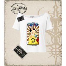 Tarzsokak One Piece Anime Karakterleri  Kadın Kayık Yaka Tişört Beyaz