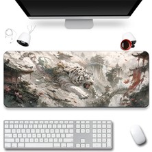 Sonictouch Klavye Mousepad 40X90CM Pürüzsüz Sıvı Geçirmez Kaymaz Taban Beyaz Kaplan Tapınağı