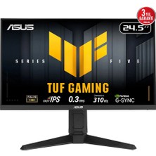 Asus Tuf Gamıng VG259QMRL5A 24.5 Fast IPS 1920X1080 0.3ms 310Hz 400CD Dp HDMI Hoparlör Vesa 3yıl Elmb Sync 99% Srgb Gaming Aı Yükseklik Ayarlı Monitör
