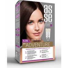 Asse Adventure Set Saç Boyası, Kalıcı ve Canlı Renkler 1+1 İki Kullanım Seti (No:5.35 Büyülü Kahve)