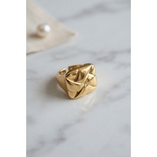 Rafiel Geometrik Origami Tasarımlı Ayarlanabilir Gold Renk Yüzük